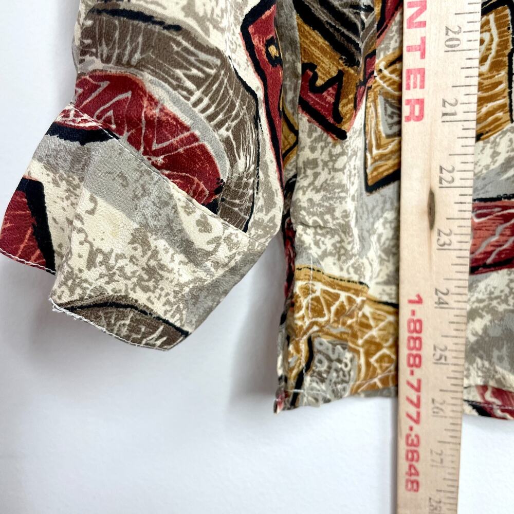 VIntage 90s Silk Shirt Sz Medium‎ Abstract Maximalist Avant Garde Funky Eclectic - Picture 7 of 7